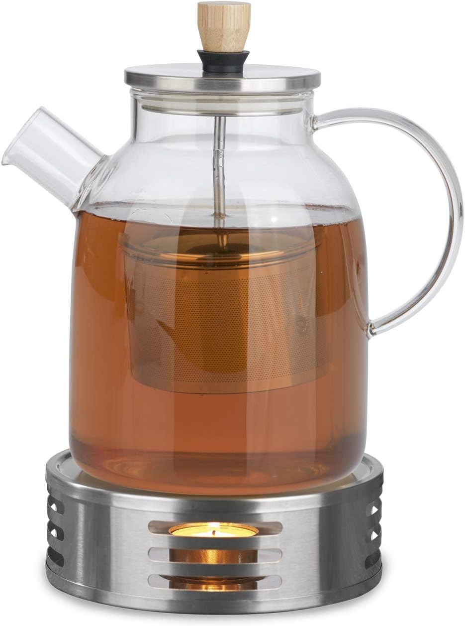 قوری شیشه‌ای وارمردار بیم آلمان مدل BEEM Tea Pot with Warmer Set - ظرفیت 1.5 لیتر